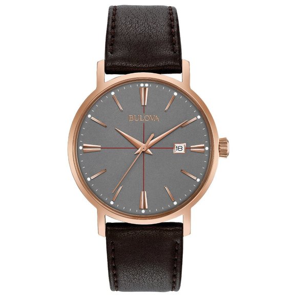 Bulova 39mm Rose Gold Leather Band Watch!!
